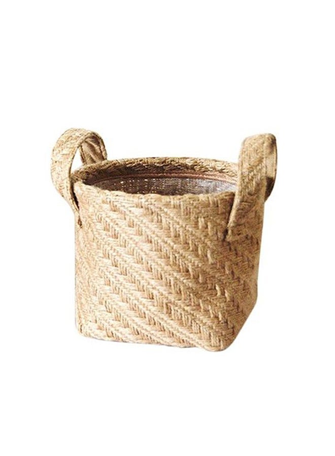 Ayra Braided Jute Cloth Flowerpot Storage Basket Brown 17x14x16cm - Image 1