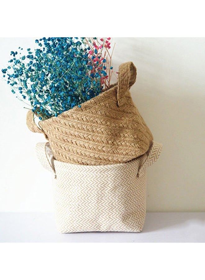 Ayra Braided Jute Cloth Flowerpot Storage Basket Brown 17x14x16cm - Image 3