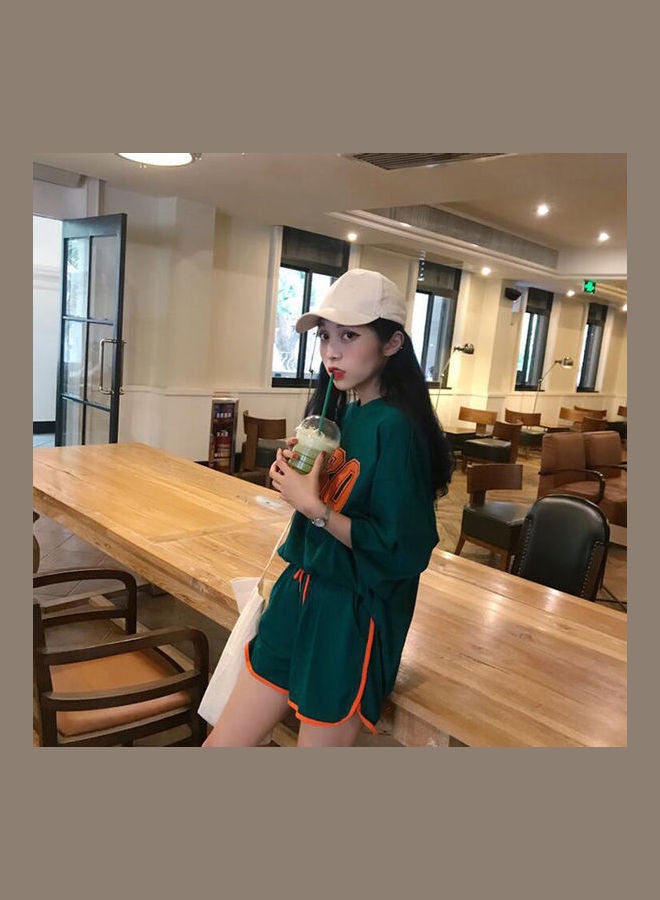 قميص كاجوال صيفي فضفاض بأكمام قصيرة للنساء مناسب للركض أزرق - Image 5