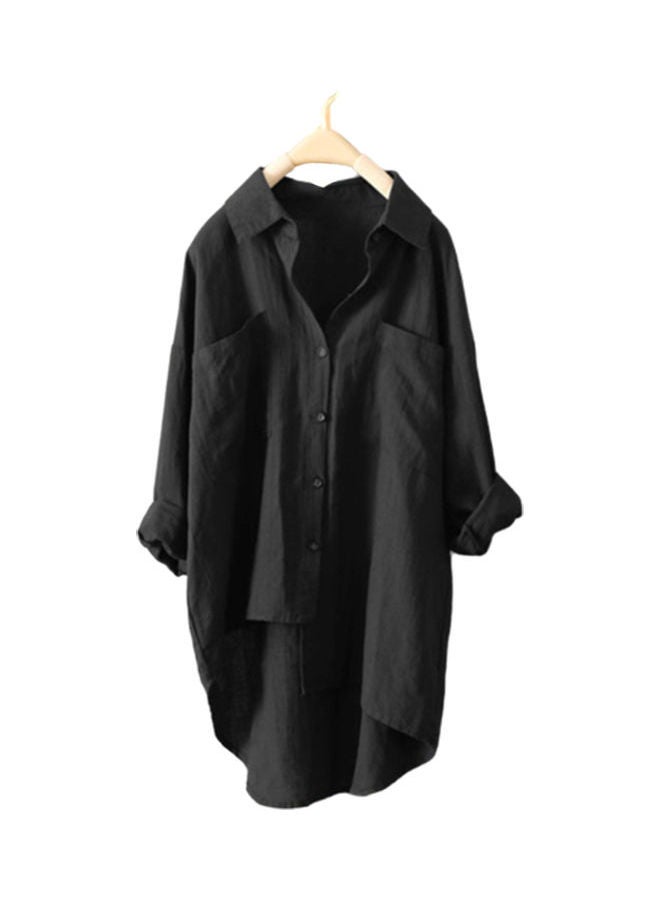 Dual Pockets Long Sleeve Cardigan Black