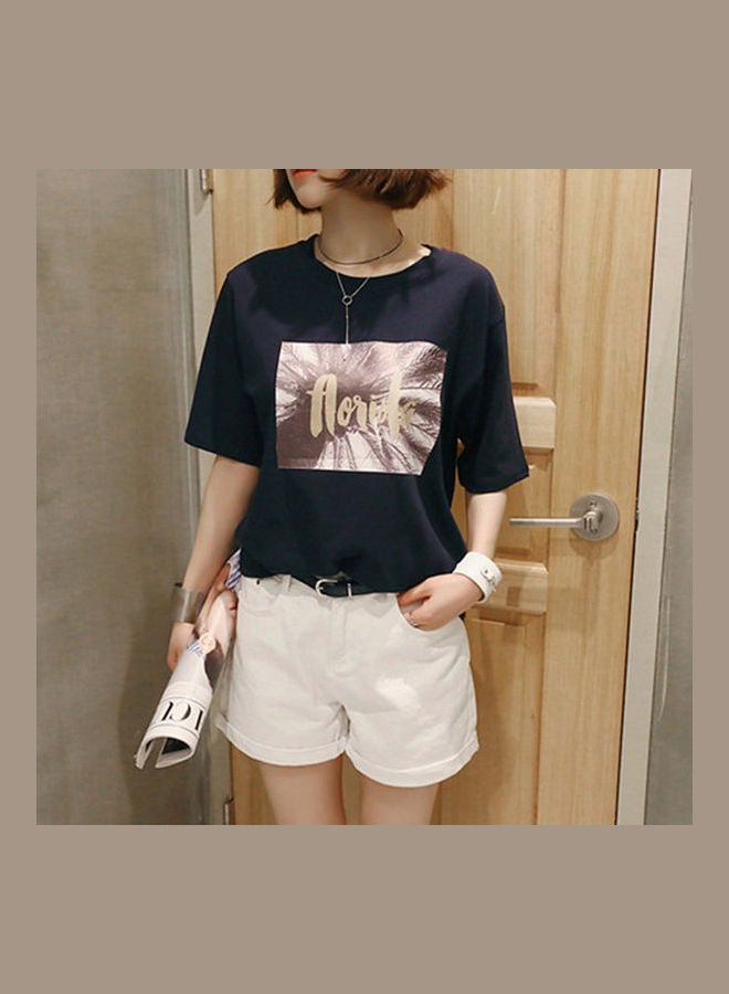 Generic - Roll Edge High Waist Denim Shorts White - Image 1