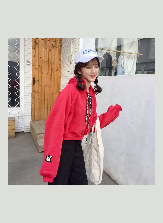 Winter Thicken Drawstring Loose Design Oversize Hoodie Red - Image 1