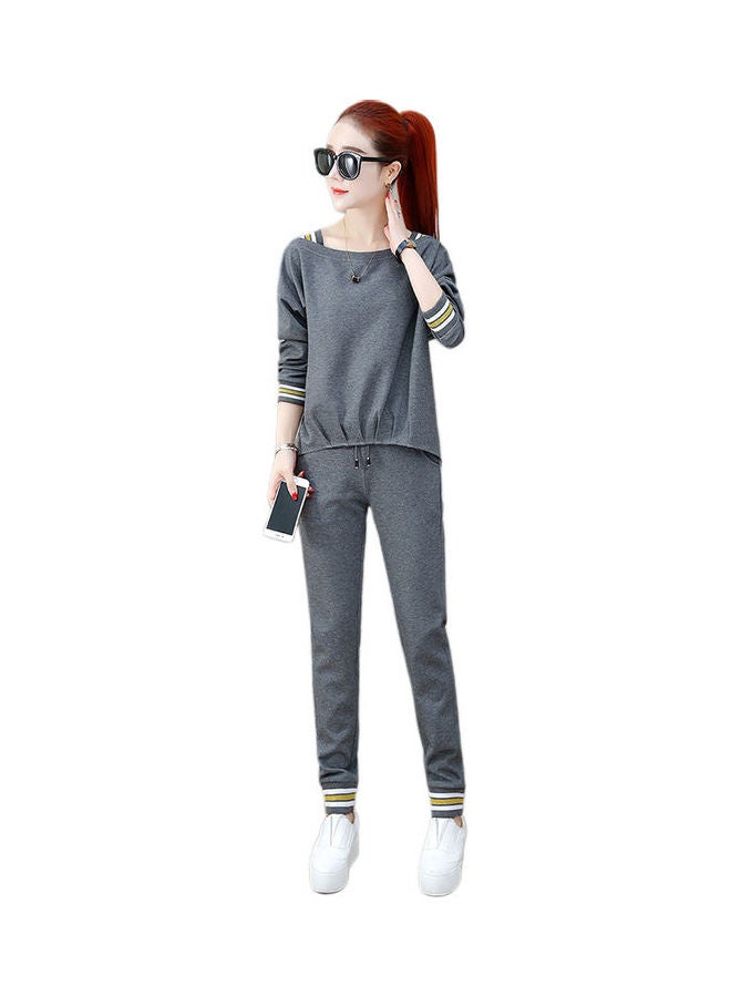 Generic Casual Top and Drawstring Pant Grey  - Image 1