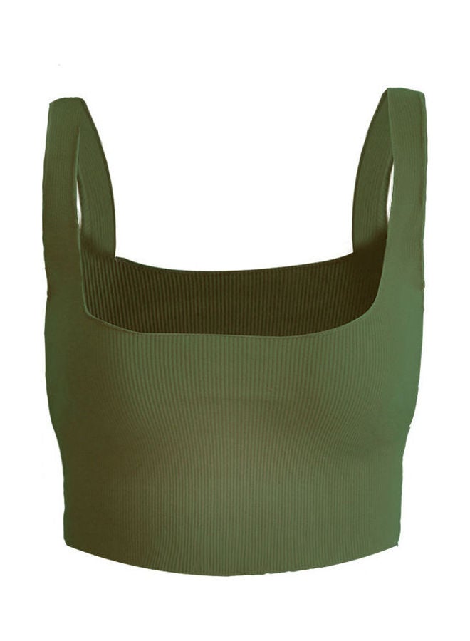 Knitted Tank Tops Vest Sexy Backless Sleeveless Tops Army Green