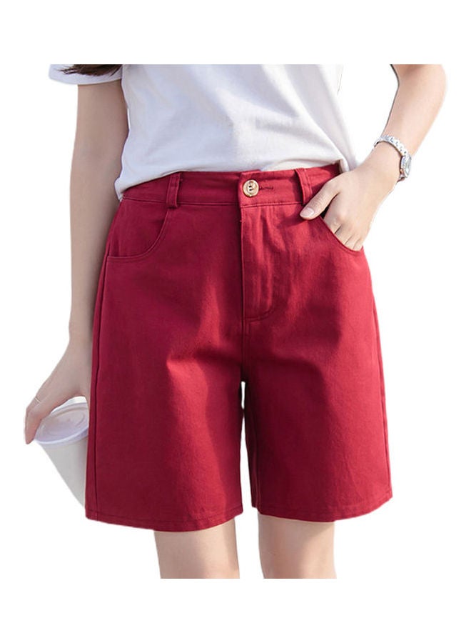 Candy Colour Straight Short Pant Wine Red  - Image 1