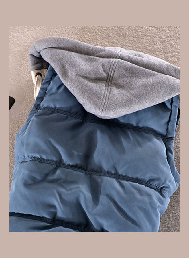 Autumn Winter Lady Hoodie Waistcoat Blue - Image 5