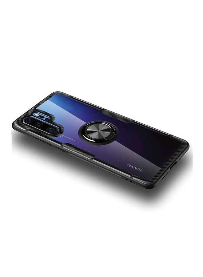 جيرينك - جراب مزود بحلقة للإصبع لهاتف هواوي P30 برو أسود/شفاف - Image 1