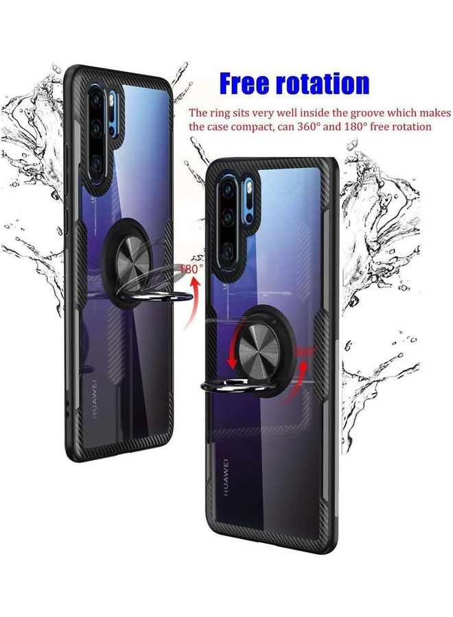 جيرينك - جراب مزود بحلقة للإصبع لهاتف هواوي P30 برو أسود/شفاف - Image 1