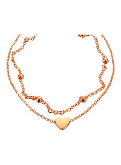 AIWANTO Women Double Chain Ankle Beads Heart Charm  - Image 2