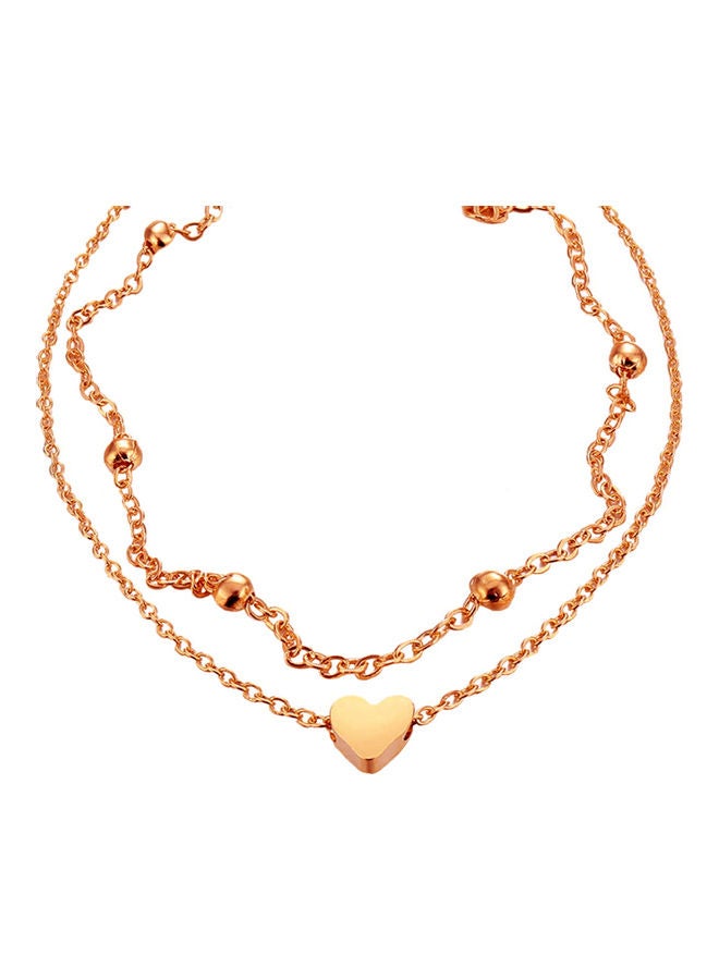 AIWANTO - Women Double Chain Ankle Beads Heart Charm - Image 1