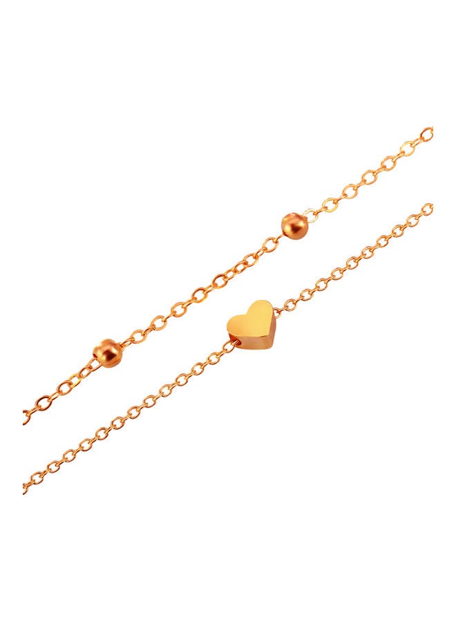 AIWANTO - Women Double Chain Ankle Beads Heart Charm - Image 1