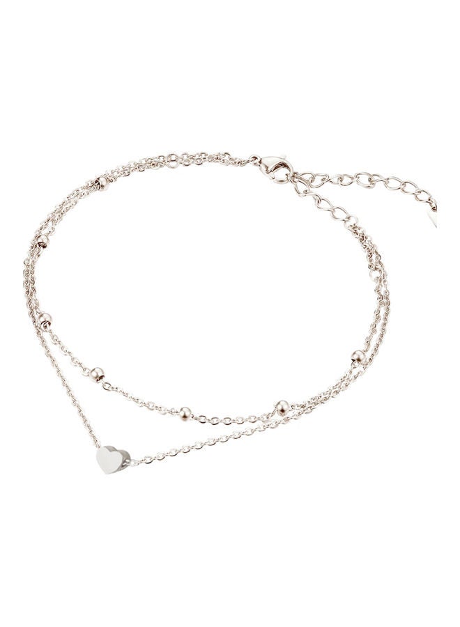 إيونتو حلية على شكل قلب مزينة بخرز على الكاحل وسلسلة مزدوجة للنساء - Image 1