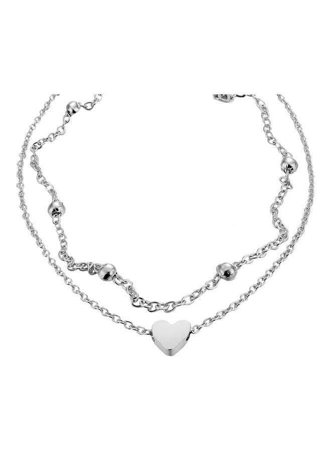 إيونتو حلية على شكل قلب مزينة بخرز على الكاحل وسلسلة مزدوجة للنساء - Image 2