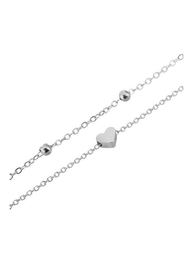 إيونتو حلية على شكل قلب مزينة بخرز على الكاحل وسلسلة مزدوجة للنساء - Image 3