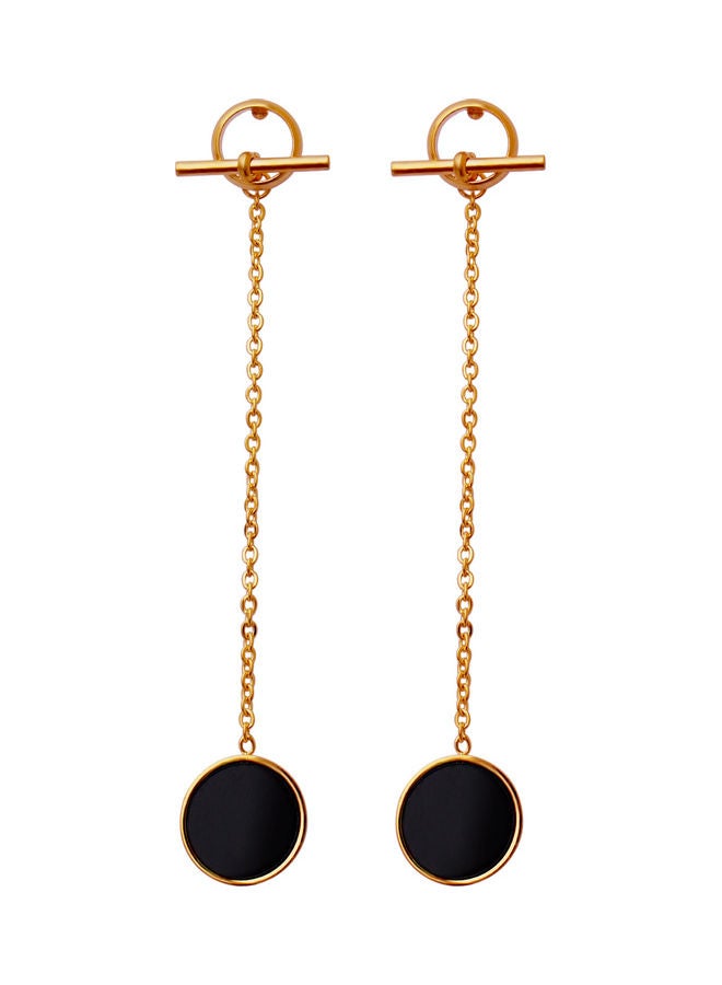 AIWANTO - Round Drop Dangle Tictac Long Chain Stud Earrings - Image 1