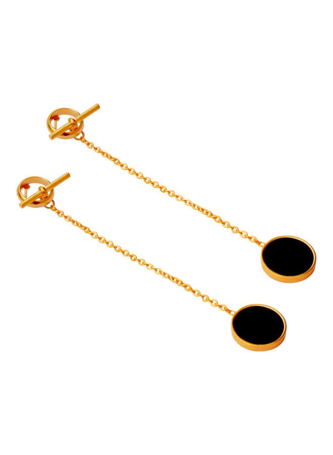 AIWANTO - Round Drop Dangle Tictac Long Chain Stud Earrings - Image 1