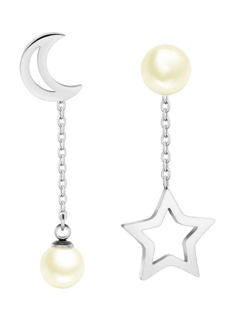 Chic Moon Star Pearl Dangle Drop Ear