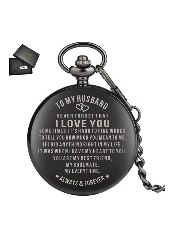 ياش ساعة جيب كوارتز بطبعة عبارة "I Love You Husband Always And Forever"  - Image 1