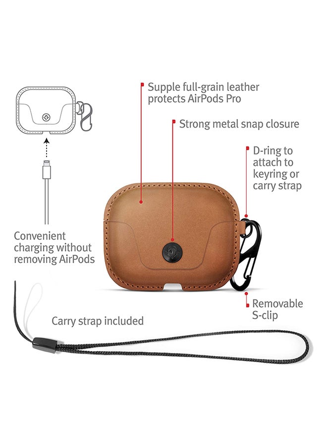 twelve south - Air Snap Leather Protective Case For Apple AirPods Pro Brown - Image 1