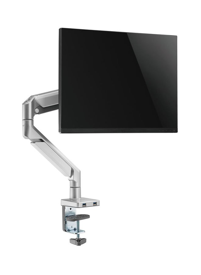 NAVODESK Single Monitor Desk Mount with Gas Spring Tech And USB Silver - Image 1