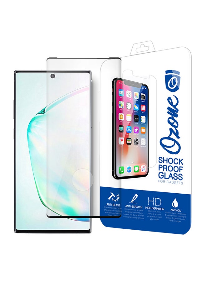 أو أوزون Curved Tempered Glass Shock Proof Case Friendly Screen Protector for Samsung Galaxy Note 10+ With Black Borders Clear