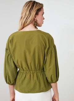 Drawstring Waist Top Khaki - v1611835628/N39911830V_2