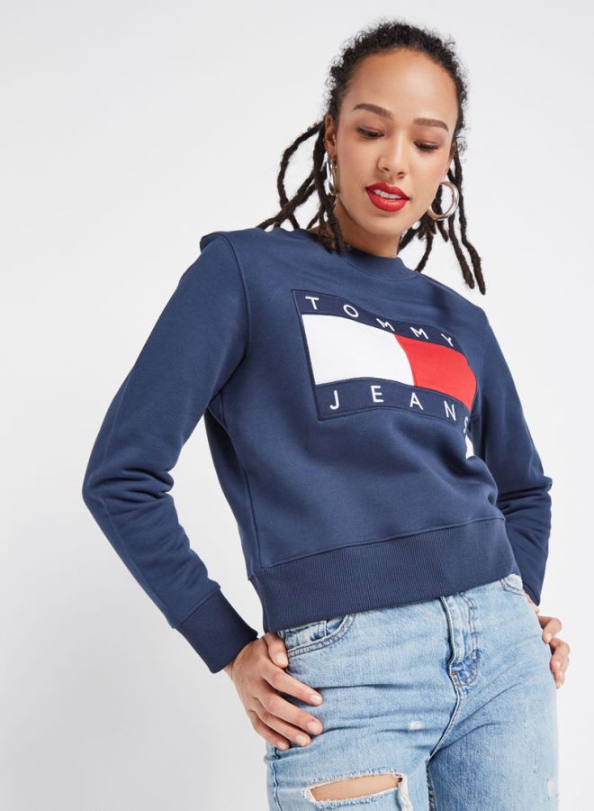TOMMY JEANS - Tommy Flag Sweatshirt Dark Blue - Image 1