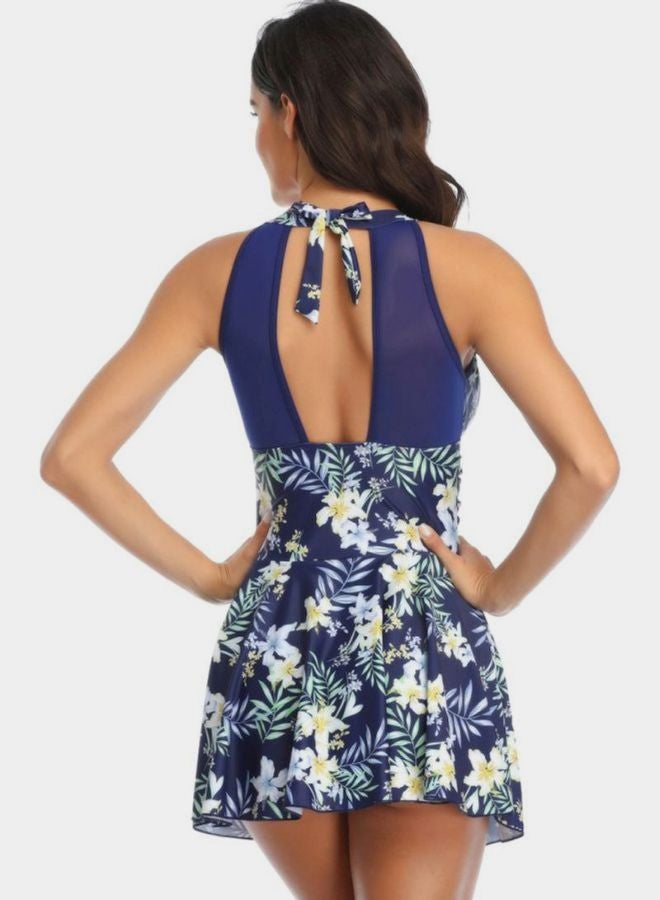 QiaoKai Floral Printed Monokini Blue/Green/Yellow  - Image 2