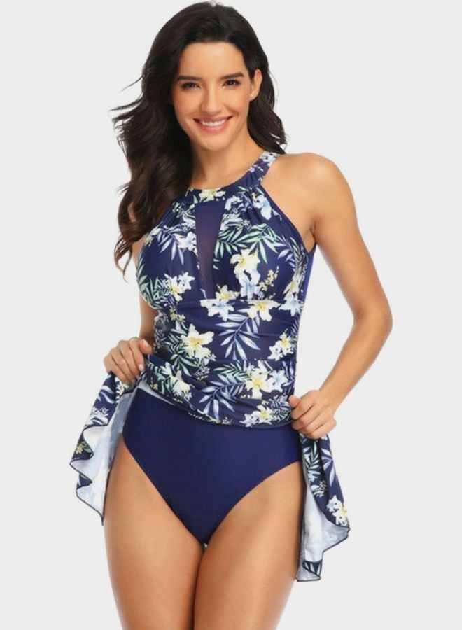 QiaoKai Floral Printed Monokini Blue/Green/Yellow  - Image 3
