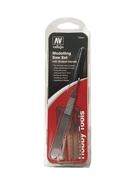 4-Piece Modeling Saw With Scalpel Handle Set Silver 7cm