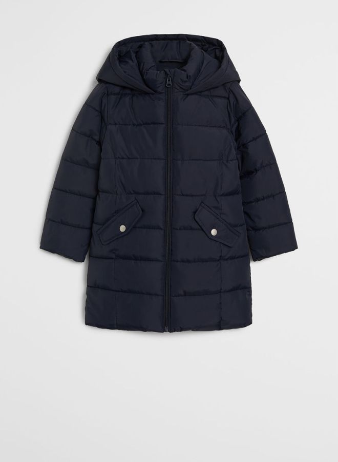 MANGO Quilted Long Sleeve Puffer Jacket Black - Image 1