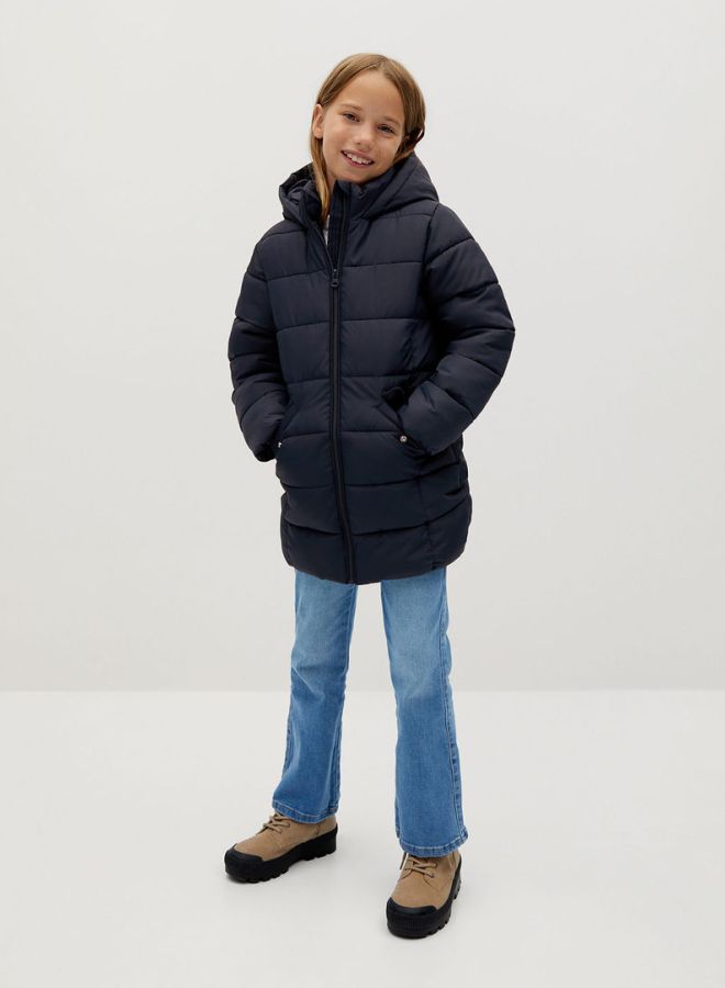 MANGO Quilted Long Sleeve Puffer Jacket Black - Image 4