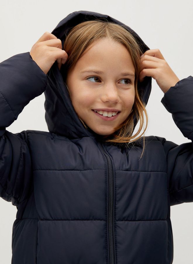 MANGO Quilted Long Sleeve Puffer Jacket Black - Image 5