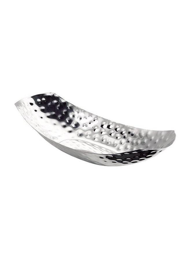 WNK Curve Shaped Hammered Oblong Bowl Silver 51.5cm