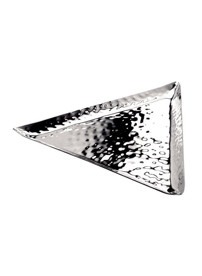WNK Hammered Triangular Flat Plate Silver 30cm