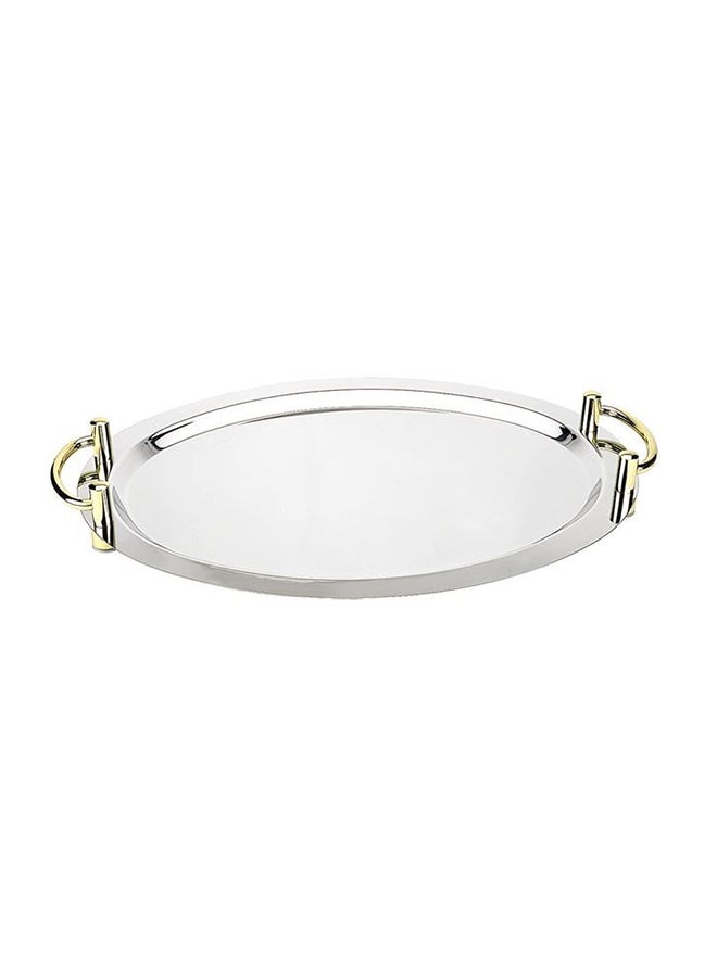 WNK Stackable Oval Tray With Handle Silver 62cm