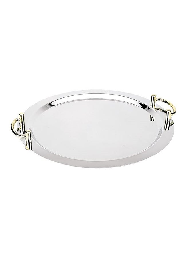 WNK Stackable Round Tray With Handle Silver 65cm