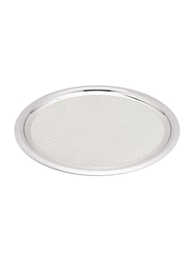 WNK Round Service Tray Surface With Pattern Silver 39cm