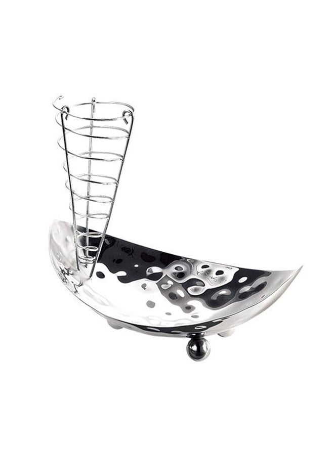 WNK Hammered Bread Bowl With Rack Silver 28.5cm