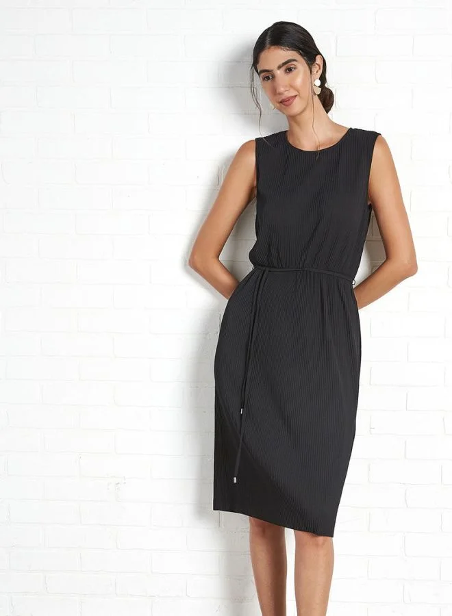 Jacqueline de Yong Sleeveless Belted Jersey Dress Black