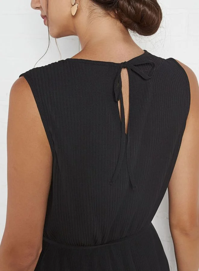 Jacqueline de Yong Sleeveless Belted Jersey Dress Black