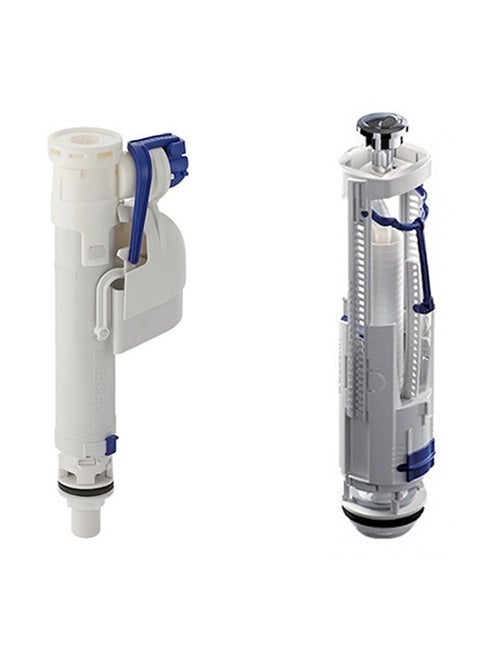 2-Piece Dual Flush Valve Fitting And Bottom Inlet Set White/Blue