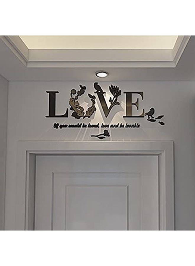 ملصق جداري ثلاثي الأبعاد مزين بأوراق شجر ومطبوع عليه كلمة "Love" أسود  - Image 3