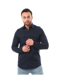 Press Buttons Long Sleeves Shirt NavyBlue
