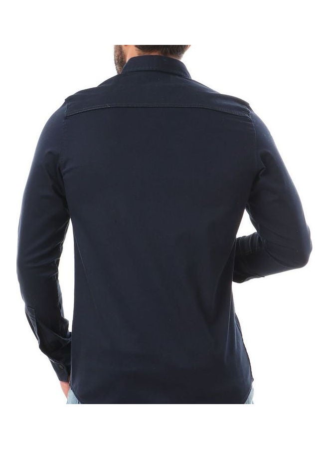 WHITE RABBIT - Press Buttons Long Sleeves Shirt NavyBlue - Image 1
