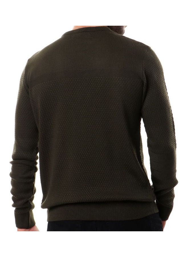 WHITE RABBIT - Full Sleeves Rounded Pullover DarkOlive - Image 1