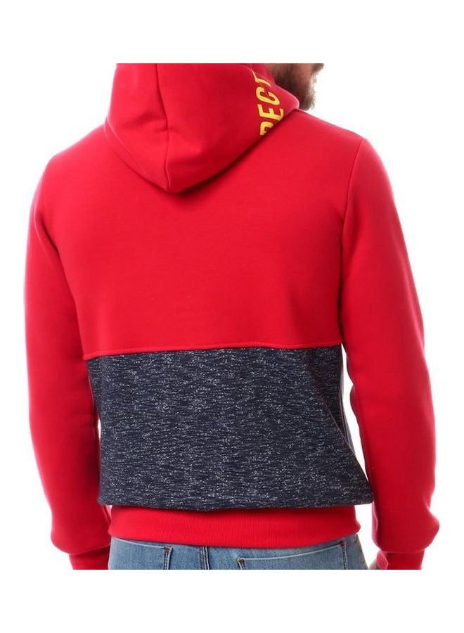 WHITE RABBIT Tri-Tone Hoodie With Front Zipper Pocket Red,OffWhite/NavyBLue - Image 4