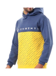 Bi-tone Printed Letters Hoodie SteelBlue/Yellow - v1611840503/N43983819V_2