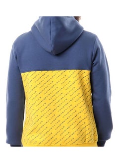 Bi-tone Printed Letters Hoodie SteelBlue/Yellow - v1611840503/N43983819V_3