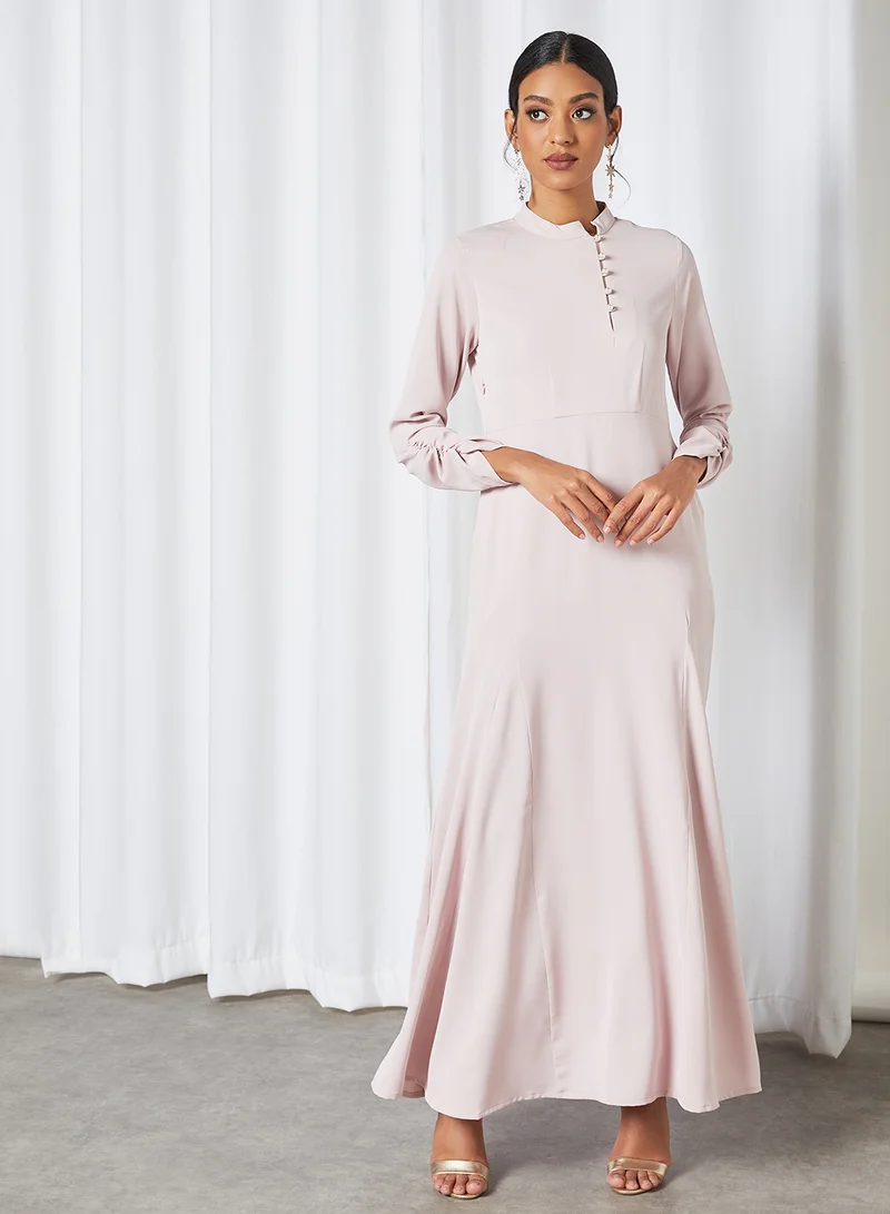 SIVVI for HANIYA Ruched Sleeve Abaya Dress Pink